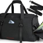 Gym Bag for Men Women 40L Water Resistant Sports Bag Gym Duffle Bag with Wet Pocket Large Travel Duffel Bag Weekender Overnight Bag with Shoe Compartment Black